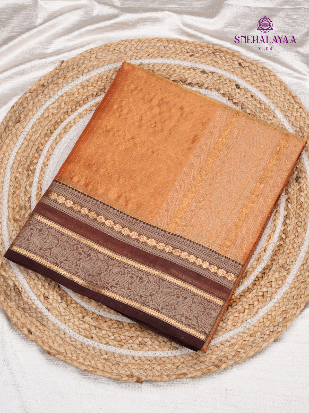 Orange Tissue Silk Cotton Saree